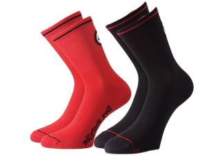 Assos mille_evo7 calze da ciclismo (2 paia | nero / rosso)